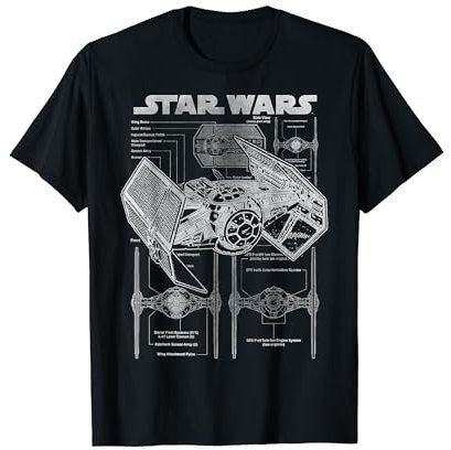 Star Wars TIE Fighter Blueprint Schematics Camiseta para hombre