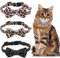 Boerni Katzenhalsbänder, 3 Stück, Leopardenmuster, verstellbar, mit Glöckchen, 20-23 cm, für kleine Katzenrassen, niedliche Designs, Katzengesicht-Form Schnalle