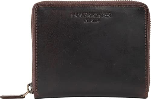 HOLZRICHTER Berlin – Kleine Damen Geldbörse aus Leder (No 8-1), Vintage, 10,5x13x3 cm, Kompaktes Portemonnaie mit 8 Kartenfächern und Münzfach, Handlicher Geldbeutel in Marone