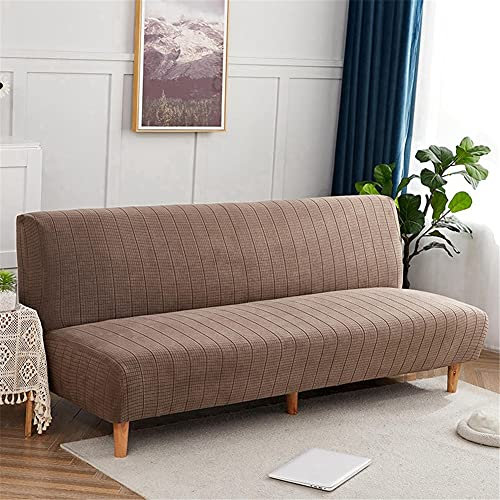 Hiseng Sofabezug 3 Sitzer Ohne Armlehne, Moderner Druck Clic Clac Sofahusse Stretch Schutzhülle Protector Bettcouch Schonbezug Couch überzug Sofabettüberzug (Kaffeefarbe,S: 130-155cm)