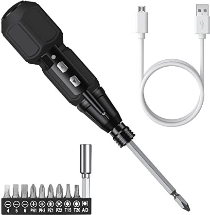 Brifit Precision Electric Screwdriver Set, USB Rechargeable Cordless Power Screwdriver with 9 Bits, Auto & Manual Modes, LED Light, Repair Tool for Phones, Games, Cameras, Laptops