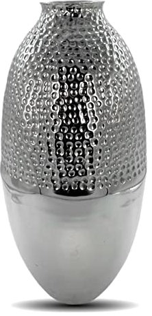 Aluminium Vase rund Silber Hochglanz 20 x 43cm Blumenvase für Pampasgras Trockenblumen Sträuße