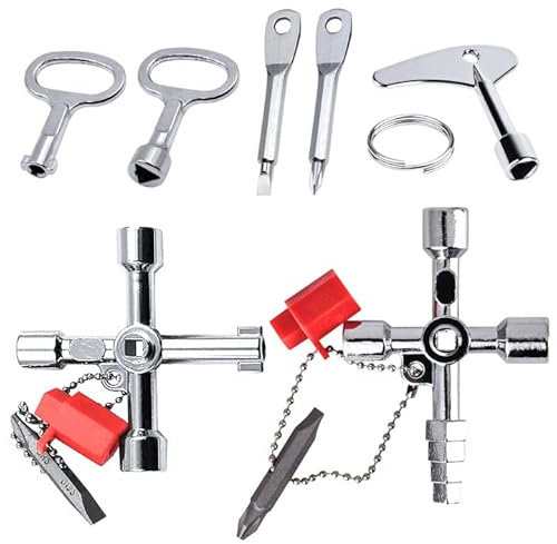 Vegena Chiave multifunzione in zinco, 5 pezzi, include chiavi quadrate triangolari per orologio acqua, misuratore di elettricità, ascensori radiatori