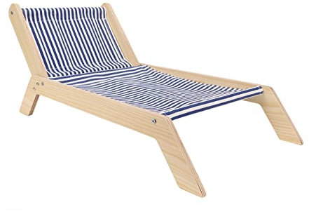 Hamaca para Gatos, Cama para Gatos, Evita Sacudidas, Marco de Madera, Columpio, Cama Elevada para Gatitos con Rascador para Todas Las Estaciones (Sillón de Playa)