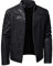 YUDATPG Giacca da uomo in pelle sintetica PU bomber moto slim fit soft touch classico colletto casual con cerniera cappotto spesso caldo antivento giacca a vento termica peluche, Nero , XL