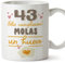 MUGFFINS Tazas 43 Cumpleaños - En Español - Feliz Cumpleaños Molas un Huevo - 11 oz / 330 ml - Regalo original y divertido