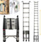 Telescopic Ladder 4M/14.4FT Multi-Purpose Folding with Detachable Hooks, Stainless Steel Ladders 14 Adjustable Steps Extension Ladder, Extendable Resistant Foldable Ladder with EN131, Max Load 150kg