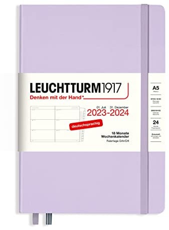 LEUCHTTURM1917 367595 Wochenkalender Medium (A5) 2024, 18 Monate, Lilac, Deutsch