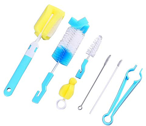 9 Reinigungsbürsten, blaues Babyflaschen-Reinigungsset, Mehrzweck-Flaschen-Reinigungsbürsten, kratzfeste Wasserflaschen-Reinigungsset für Babyflaschen, Rohrkolben, Strohhalme, Bürste