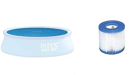 Intex - 29021 - Bâche A Bulles Diam 2,87M pour Piscine Diam 3,05M & 29007 Filter Cartridge Type H for Filter Pump 1250 L Multi-Colour Single Filter