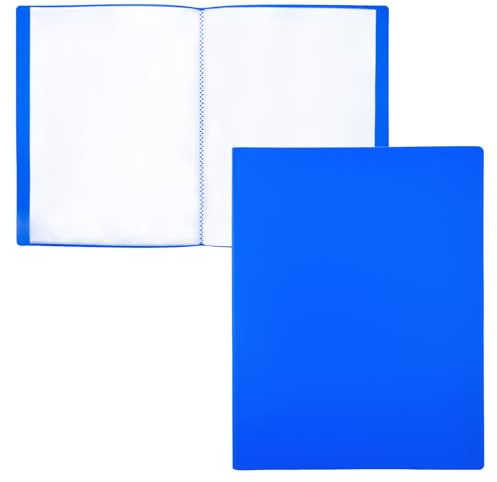 Raylu Paper - Porte-Vues à Pochettes Transparente, Porte-Documents pour Papiers Administratifs, Dessins, Partitions ou Cours, pour l'École, le Bureau ou la Maison (A4, 60 Pochettes, Bleu)
