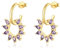 Sunburst Amethyst Hoop Earrings Vergoldet Sterling Silber Dangle Drop Ohrringe Sonne Sonnenschein Schmuck für Frauen