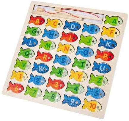 Buchstaben Lernspiel ab 4 5 6 Jahre ABC Montessori Holz Fisch Kinder Schulanfänger Vorschule 1 Klasse Geschenk Einschulung Mädchen und Junge