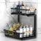 UROVIBOSCR Under Sink Storage, Two Tiers Pull Out Under Sink Organiser Slide Out, Under The Sink Storage,L Shaped Design Steel for Kitchen Bathroom Cabinet