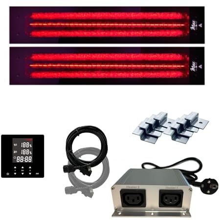 SET frameless InfraROTmed MAX© Tiefenwärmestrahler + Steuerung icon 2 TOUCH, Infrarotstrahler für Sauna und Infrarotkabine, Vollspektrumstrahler (2x 1300W + Steuerung + SW)