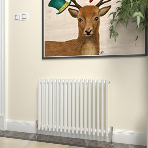 GY Bath Horizontal Radiator Traditional 3 Column Designer 600x830mm Modern Cast Iron Style Central Heating Rads(White)