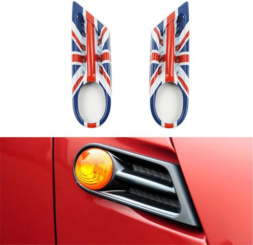 Union Jack rote Auto-Außenaufkleber-Abdeckkappe, kompatibel mit Mini Cooper R56 Schrägheck 2006–2013 (Blinker, Seitenlicht, Kotflügel, Typ B)