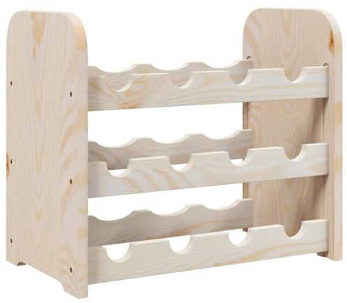 vidaXL Weinregal, Flaschenregal mit 3 Ebenen Wellen-Design, Flaschenständer für 12 Flaschen, Weinschrank Weinständer, Massivholz Kiefer