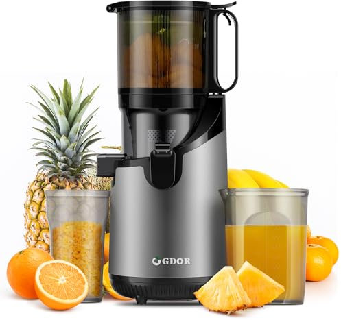 GDOR - Cold Press Juicer Machines, 5.3 inch Chew Juicer, Suitable for Whole Vegetables and Fruits, Slow and Easy Clean Pure Juicer, 150NM Torque for High