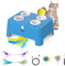 Bolpetizo Interactive Cat Toys, 2-in-1 Automatic Cat Toy, 4 Holes Mice Whack A Mole, Moving Feather, Portable USB Rechargeable Electronic Kitten Toys (Blue)