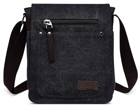 DORRISO Umhängetasche für Herren Stilvoll Klassisch Schultertasche im Freien Wandern Reisen Unternehmen Sling Tasche Männer Crossbody Umhängetaschen für Junge Menschen Schwarz