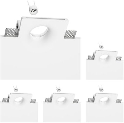 ledscom.de 5 piezas Plafón empotrable GIEDI, escayola, blanco mate, 12 x 12cm, 1x GU10 máx. 15W