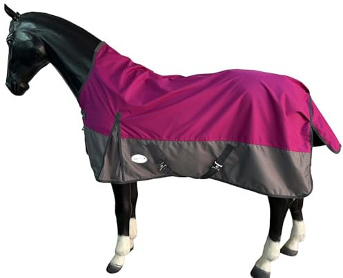 eQuitack Your Passion Is Our Mission Outdoor Winterdecke Turnout 100% Wasserdicht 600D Highneck 100G Fulling Multi Farbe Raspberry/Grau - 155cm