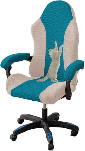 YOPOIY Gaming Chair Cover Cat Scratch Proof, Stretch Gamer Chair Protector Soft with Zipper Computer Chair Slipcover Removable Armchair Covers (1,one size)