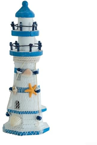 1 faro ornamental de mar, decoración del hogar, decoración de sala de estar, luz nocturna decorativa, decoración de faro temático de océano mar playa (38 centímetros)