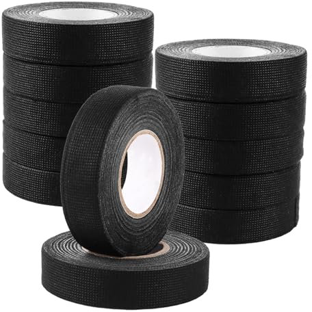 MUXHEL 10 Stück KFZ Gewebeband, 19 mm x 15 m kabelbaum klebeband, Auto Kabelbaum Filzband, stoffklebeband, Kabelbäume Elektriker Band, Autokabelbaum Wickelband, Elektrisches Klebeband