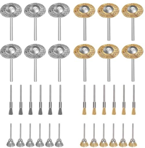 Zythrem 36pcs Steel Wire Brush Wheel Wire Brushes Wheel Cup Brush Wire Brush Polishing with 3 Different Sizes for Drill Rotary Tool Removal Rust Paint Grinding Sanding Polishing