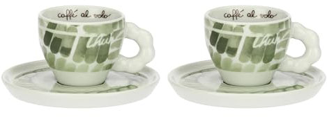 THUN, Set 2 Tazzine Espresso e Zuccheriera in Porcellana, Linea AbbracciAMI, Set da Collezione per Cucina, Tazzina 85 ml, Ø 6.70 cm, 5.2 cm h, Piattino Ø 12 cm, Zuccheriera 370 ml, Ø 10.25 cm