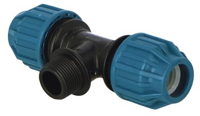WeltenMarkt T Stück 90° PP 25 mm x 1/2 x 25 mm – Klemmverbinder x Außengewinde x Klemmverbinder – 16 bar Druck – DVGW/KIWA/WRAS/SVGW zertifiziert – PP Fitting für Wasserleitungen, Bewässerung, Garten