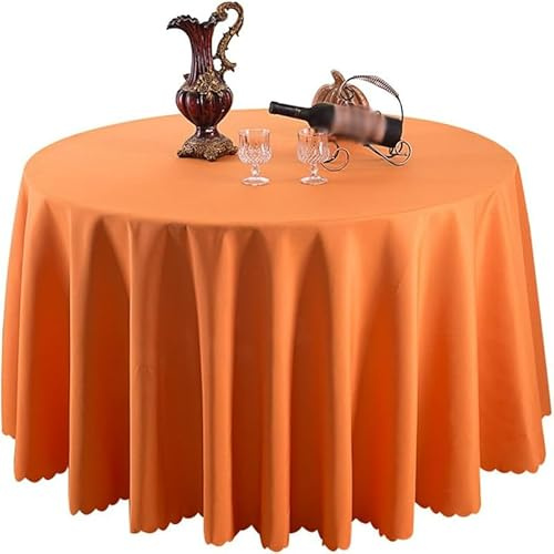 MR TANGMEN Pure Farbe Tischtücher Ornamente Rund Tischdecke Hoteltischdecke Konferenztischdecke Orange Rund:160cm