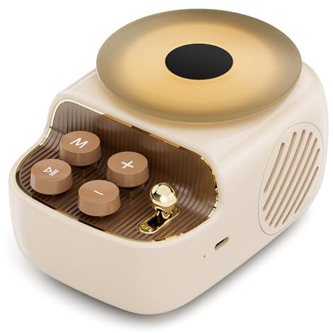 COLSUR Mini-Bluetooth-Lautsprecher, kleiner Retro-Lautsprecher mit Nachtlicht, tragbarer kabelloser Bluetooth 5.3, 1200 mAh Akku, unterstützt TF-Karte, Innen/Schlafzimmer/Wohnzimmer/Reisen/Geschenke