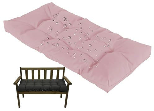 Generisch Bankkissen Outdoor Wasserdicht, 8 cm Dicke Bankauflage Schaukelsitzkissen Für Gartenmöbel Mit Rutschfesten Riemen, Bequemes Gartenbankauflage Für Hollywoodschaukel,Soft pink,160X50cm