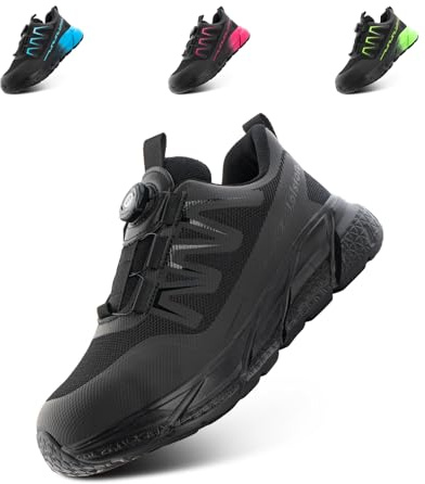 Loiston Arbeitsschuhe Damen Sicherheitsschuhe Damen Stahlkappenschuhe Stahlkappe Leicht rutschfeste Abriebfest Küche Schwarz NT1 EU38