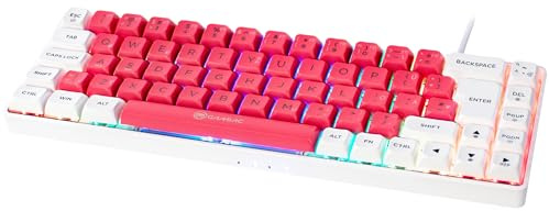 Gamiac TKL69G SF Gaming-Tastatur Weiß/Rot – 65% ISO-DE Layout, Red Switches, Hot-Swap, PBT Keycaps, RGB, USB-C, 1.000 Hz Pollingrate