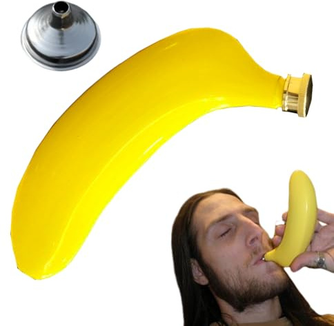 Botella de cerveza, 5 onzas con forma de plátano para vodka, botella decorativa de bolsillo de acero inoxidable, recipientes portátiles a prueba de fugas para whisky, vodka, brandy ron