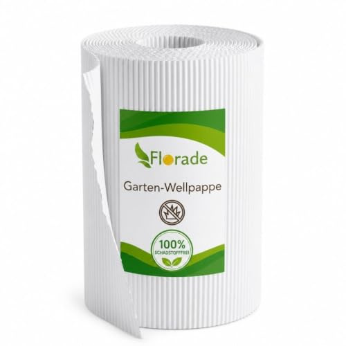 Florade Vello anti-erbacce biodegradabile in cartone ondulato 1x100 m – Telo per giardino per pacciamatura – privo di plastica e permeabile all'acqua – Vello pacciamante per aiuole, coltivazione di