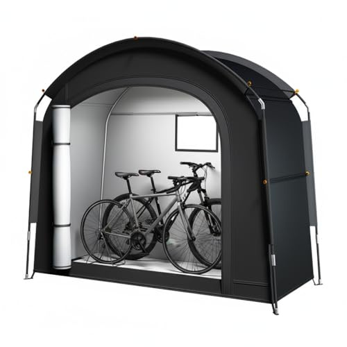 fahrradgarage für 2 fahrräder wetterfest, 210D Oxford Fahrrad Zelt wasserdichte Fahrradplane Gerätehaus für Motorrad Gartengeräte Spielzeug, Bogen, 210 x 80 x 165 cm