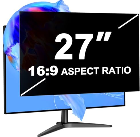LUSA DESIGN 27 Inch Computer Monitor Privacy Screen Filter | 16:9 Aspect Ratio, Eye Protection Anti Glare Shield, Removable Blackout Anti Spy Desktop Security Private Filter Protector