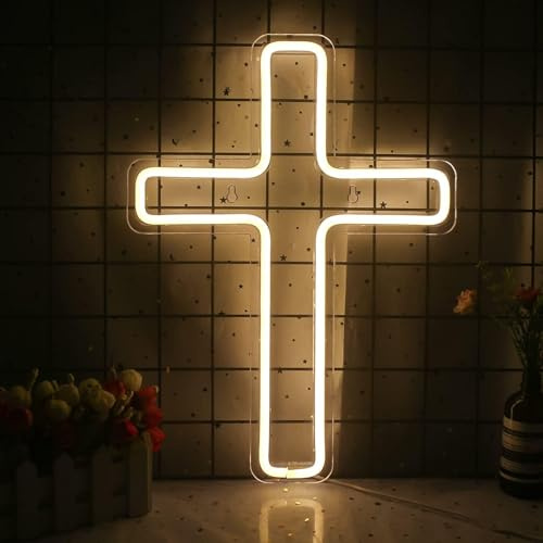 Kreuz LED Neon Zeichen dimmbare Dekorative Lampe für Wohnzimmer Bars Friseure Hochzeitsfeier Salon Spielzimmer Weihnachten Kunst Wanddekoration USB angetrieben