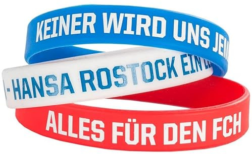 Hansa Rostock F.C Silikonarmband 3er Set – Offizielles Fan Armband – Blau Weiß Rot – Fußball Fanartikel – Elastisch & Hautfreundlich – Geschenk für Hansa Fans