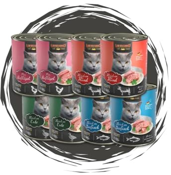 Leonardo Quality Selection Mix 8x800g – Nassfutter für Katzen mit Geflügel Pur, Rind, Ente & Seefisch – Premium Katzenfutter im praktischen Mixpaket – getreidefrei, artgerecht & schmackhaft