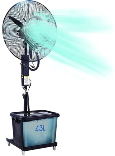 Guyifuny Ventilatore nebulizzatore industriale da giardino con ruota Ventilatore nebulizzatore industriale a 3 velocità, serbatoio dell'acqua da 42 litri, serra, officina, patio(Diameter 71cm)