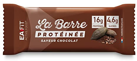 EAFIT La Barre Protéinée - Saveur Chocolat - Enrobée de chocolat au lait - 16g de protéines par barre - 5,5g de MG - faible en sucre - 12 vit et minéraux - Certifiée Anti-dopage