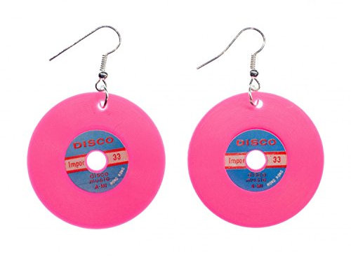 Miniblings Schallplatten LP XL Ohrringe - Handmade Modeschmuck I Musik Band DJ Vinyl 5cm pink - Ohrhänger Ohrschmuck versilbert