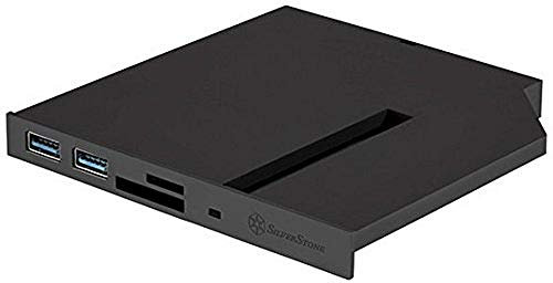 SilverStone SST-FPS01 - 12.7mm Tray Loading Slim ODD Adapter mit 2x USB 3.0, Card Reader und M.2 SATA SSD Slot, schwarz