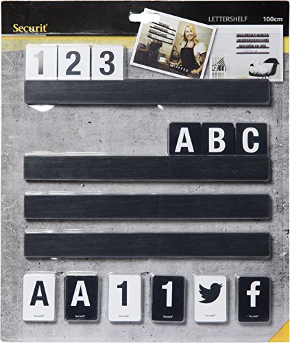 Securit Letter Shelf,Including Letters & numbers-1m-Black, Wood 20 x 33.5 x 30 cm | Includes full character set — change menus or message boards in seconds with interchangeable magnetic letters and numbers.